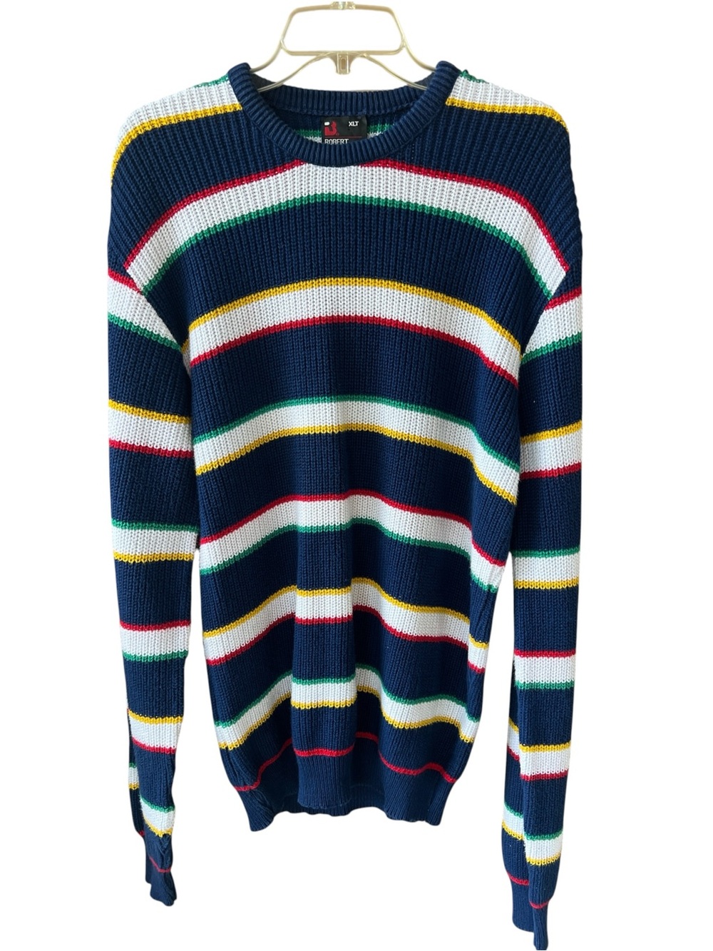 Robert Bruce XLT Vintage Striped Sweater Chunky Knit Preppy